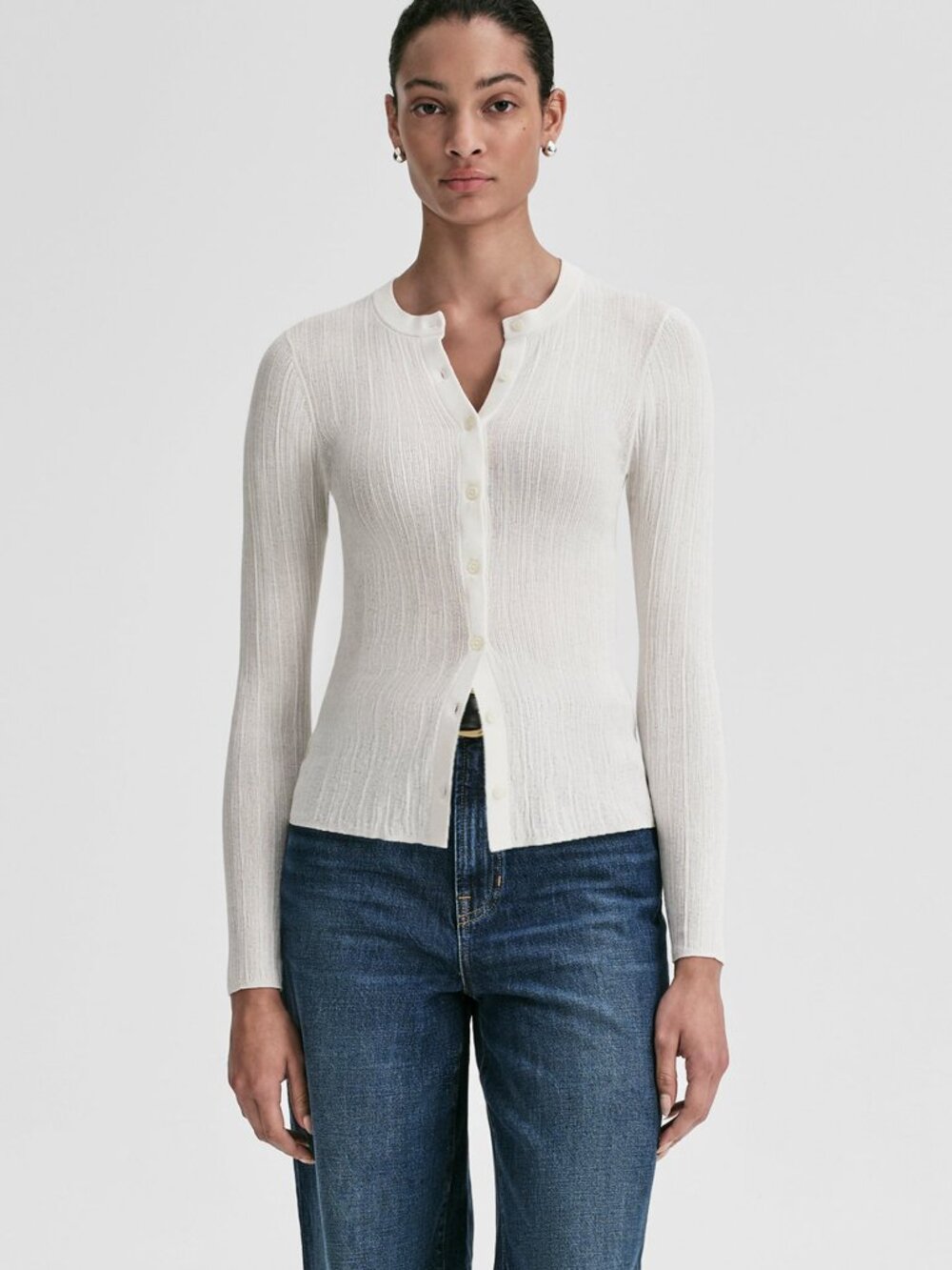 A.L.C. Fisher Fine Cotton Knit Cardigan Bright White S NWT
